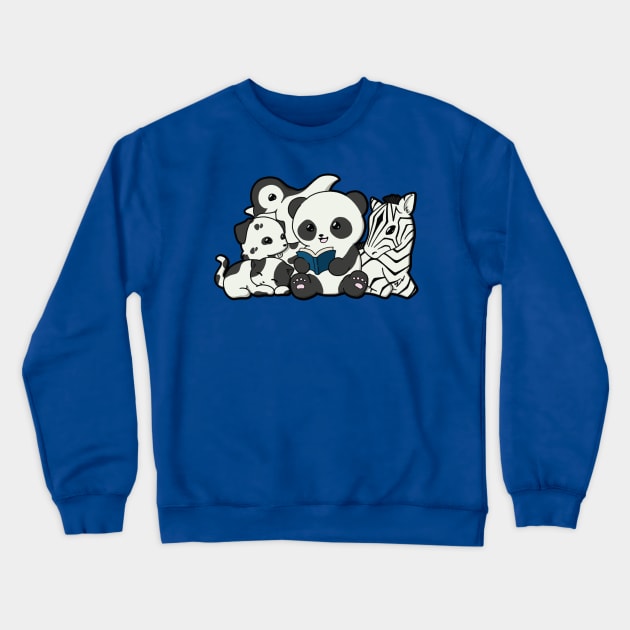 Black and White Animals Crewneck Sweatshirt by The Kitten Gallery